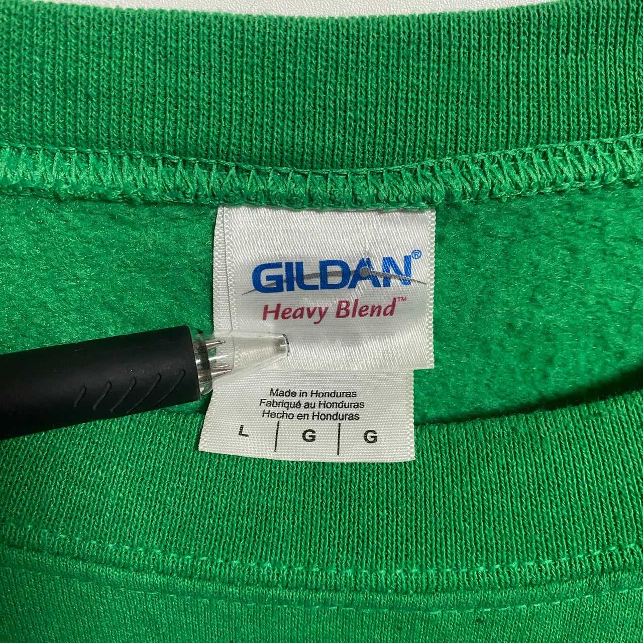 古着 used　GILDAN　長袖プリントスウェット　トレーナー　クルーネック　クリスマス　トナカイ　緑　秋冬服　Lサイズ