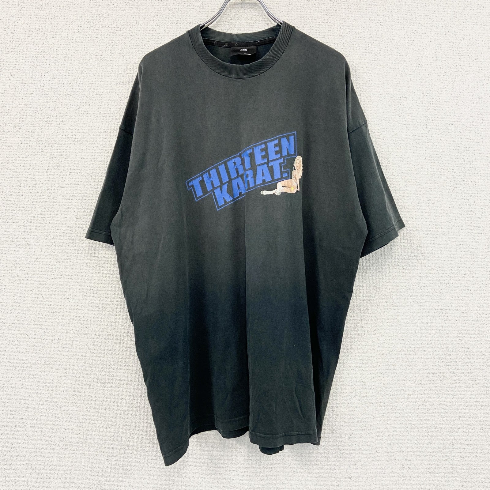 00s　13Karat　半袖プリントTシャツ　デカロゴ　フェード　クルーネック　ヴィンテージ　黒　ブラック　3Xサイズ　古着