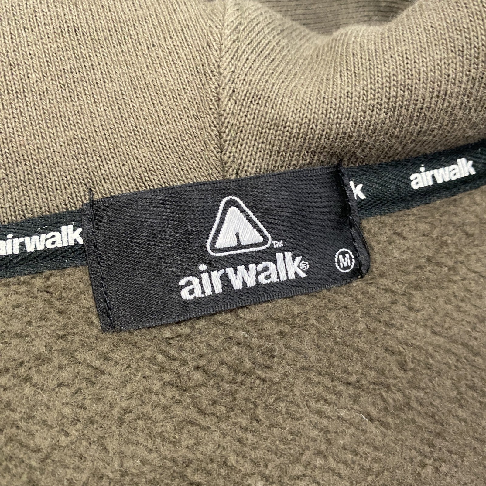 airwalk　エアウォーク　フルジップスウェットパーカー/フーディー　デカロゴ　カーキ　Mサイズ　古着