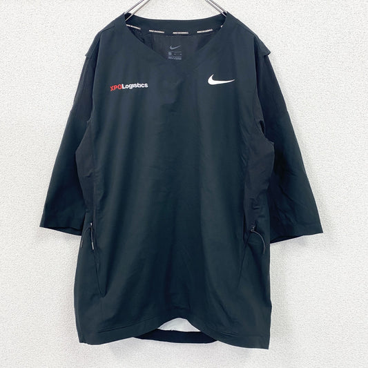 NIKE　ナイキ　半袖プルオーバージャケット　スウッシュロゴ　黒　ブラック　Mサイズ