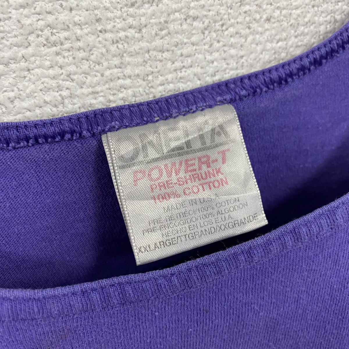 ONEITA　タンクトップ/ノースリーブ　紫　パープル　2XLサイズ　古着
