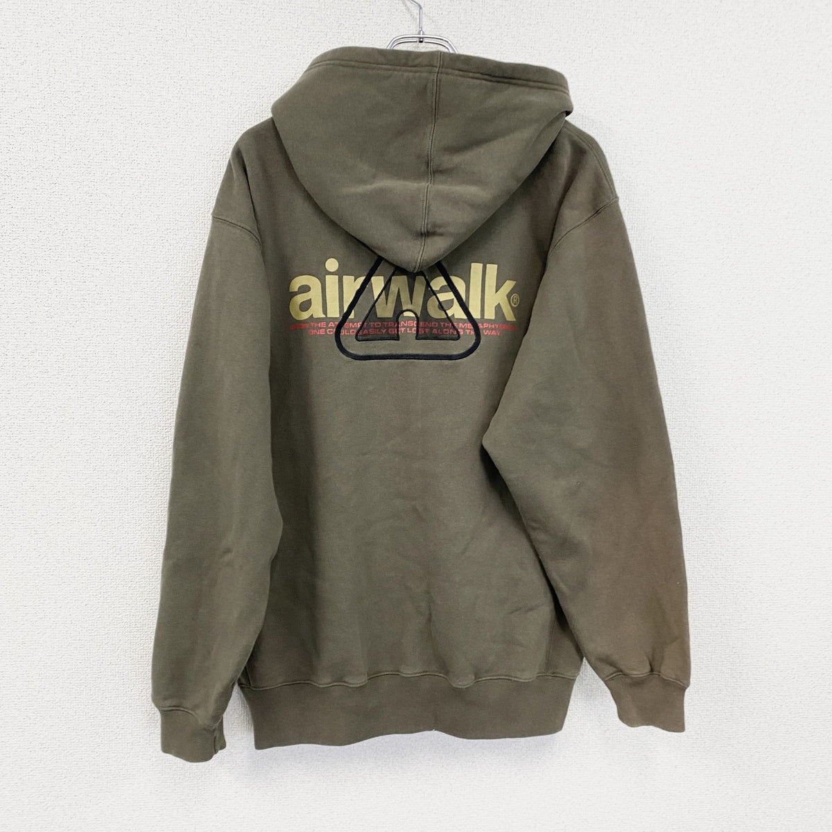 airwalk　エアウォーク　フルジップスウェットパーカー/フーディー　デカロゴ　カーキ　Mサイズ　古着