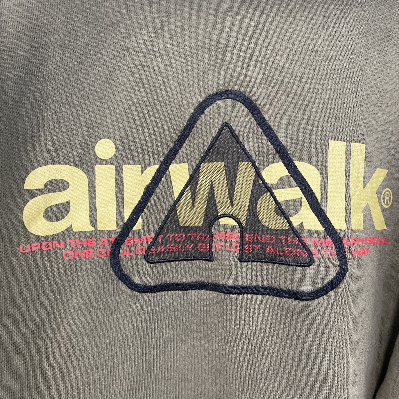 airwalk　エアウォーク　フルジップスウェットパーカー/フーディー　デカロゴ　カーキ　Mサイズ　古着