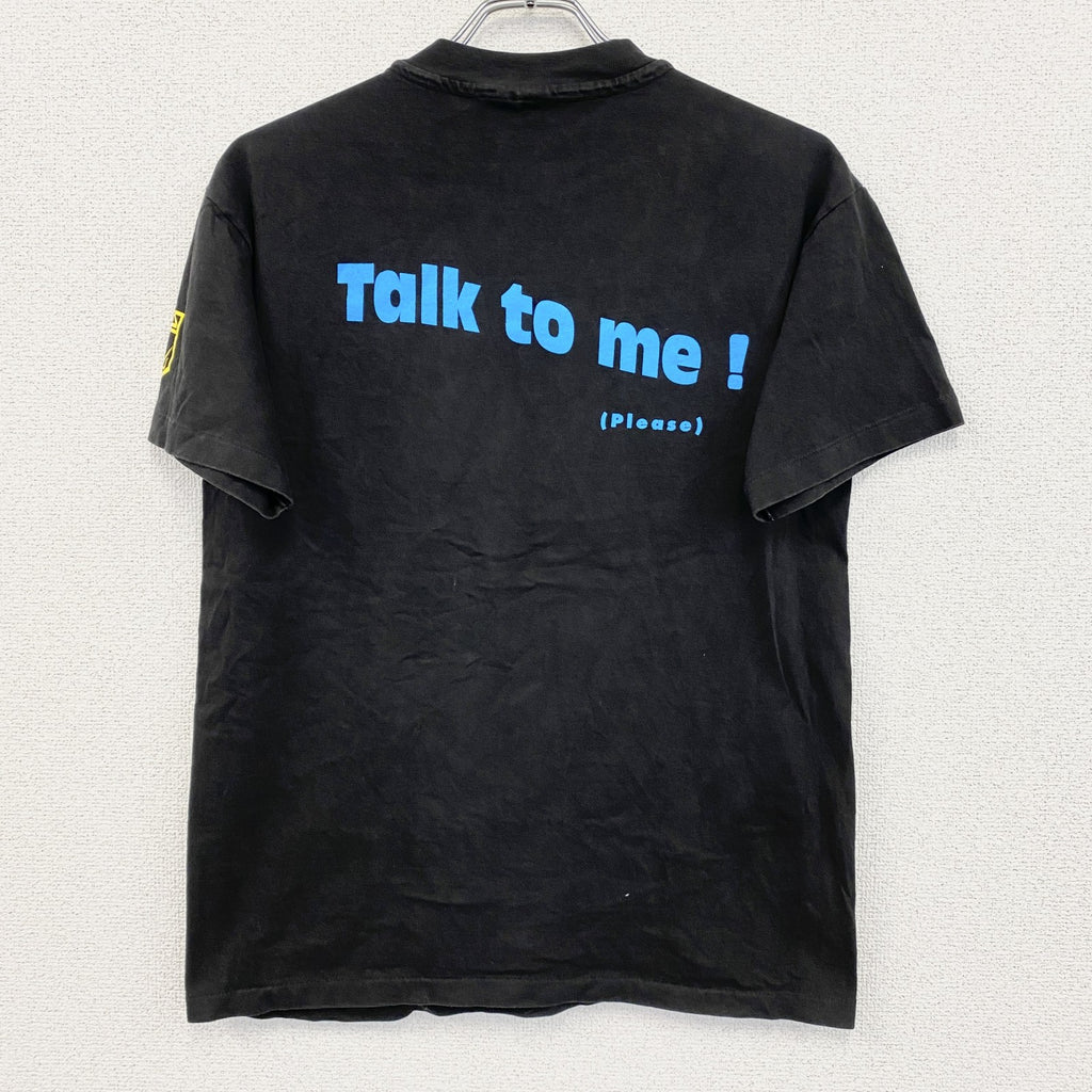 90s～　Hanes　ヘインズ　半袖プリントTシャツ　ヴィンテージ　シングルステッチ　黒　ブラック　Mサイズ　古着