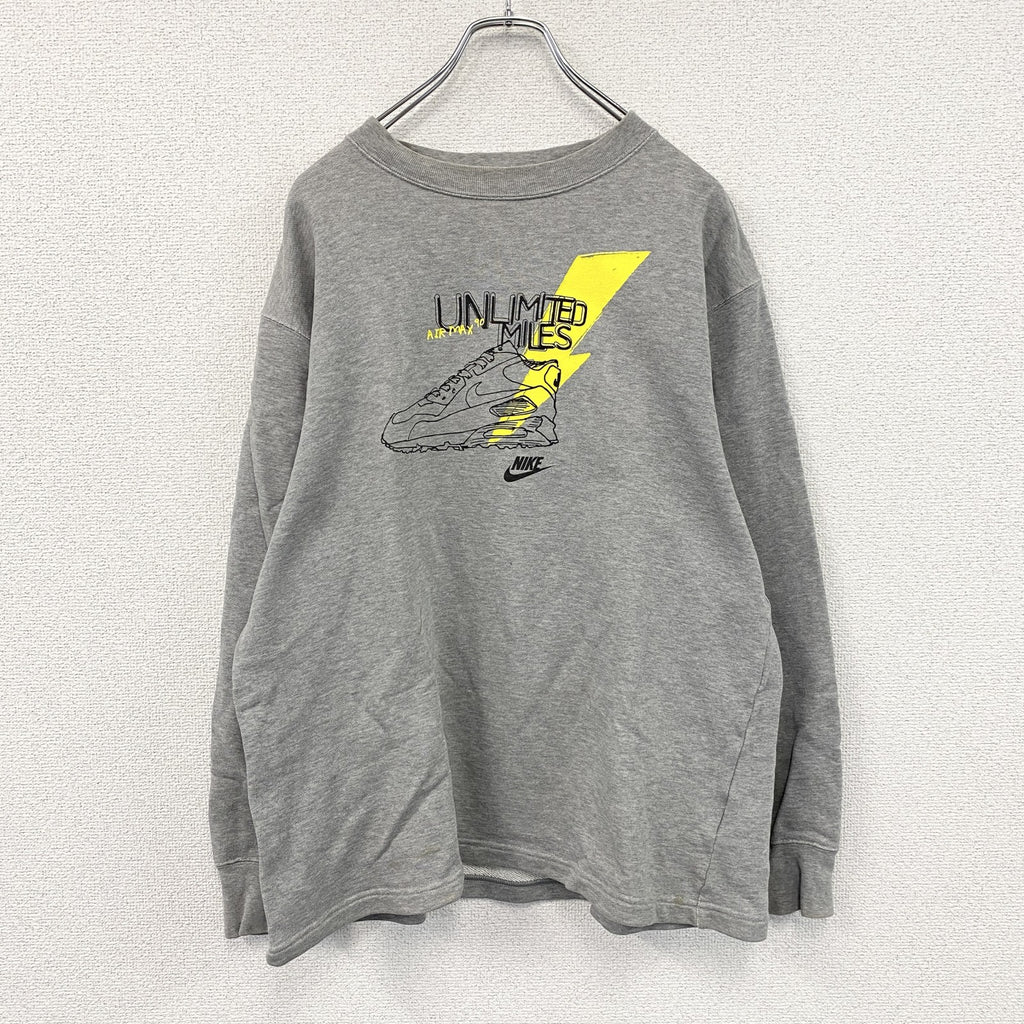 00s　NIKE　ナイキ　スウェット/トレーナー　スウッシュ　ヴィンテージ　灰色　グレー　Lサイズ スウェットトップス メンズ コットン 古着