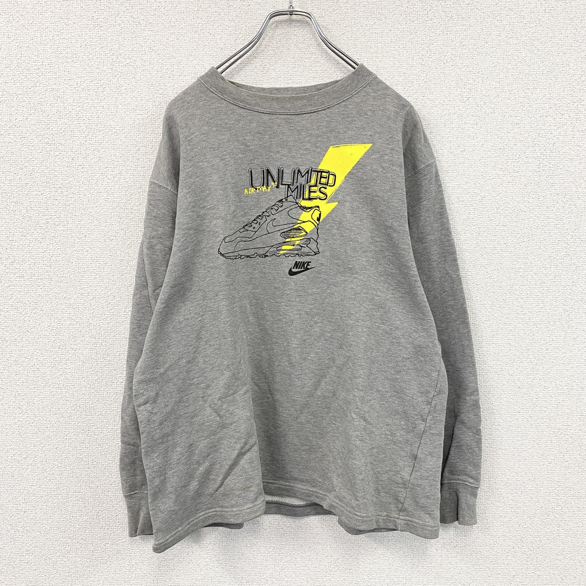 00s　NIKE　ナイキ　スウェット/トレーナー　スウッシュ　ヴィンテージ　灰色　グレー　Lサイズ スウェットトップス メンズ コットン 古着