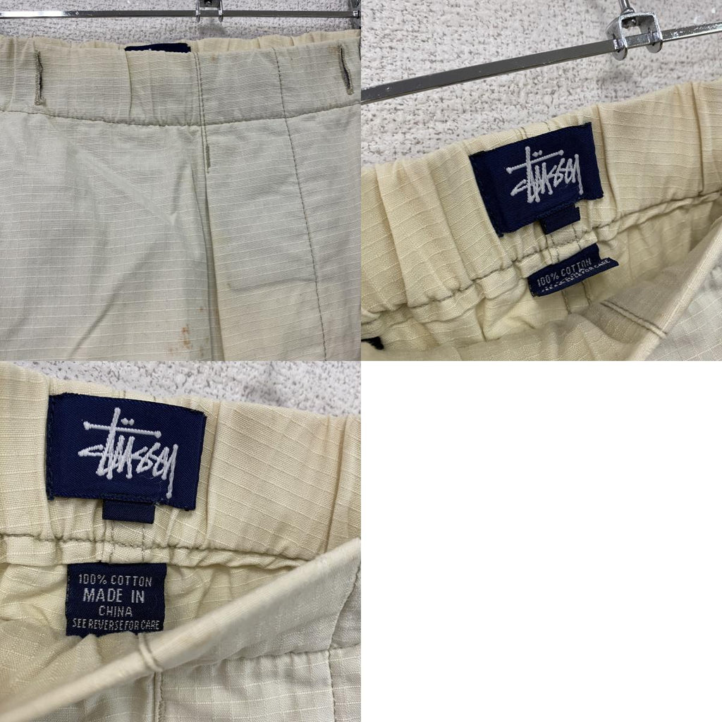 90s　OLD STUSSY　オールドステューシー　ハーフパンツ　ヴィンテージ　アイボリー　古着