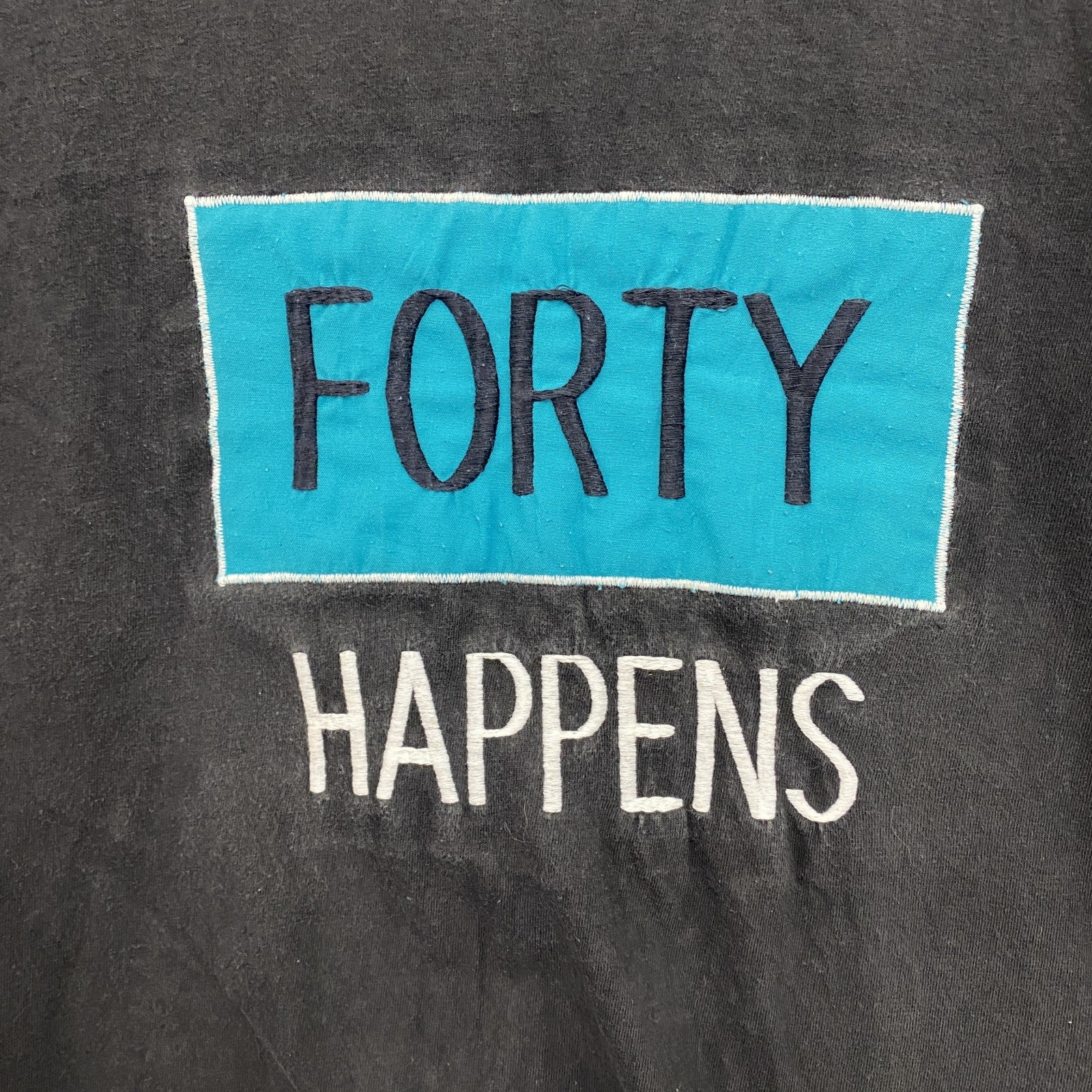 90s　Hanes　ヘインズ　半袖刺繍デザインTシャツ　ヴィンテージ　シングルステッチ　黒　ブラック　Lサイズ　古着