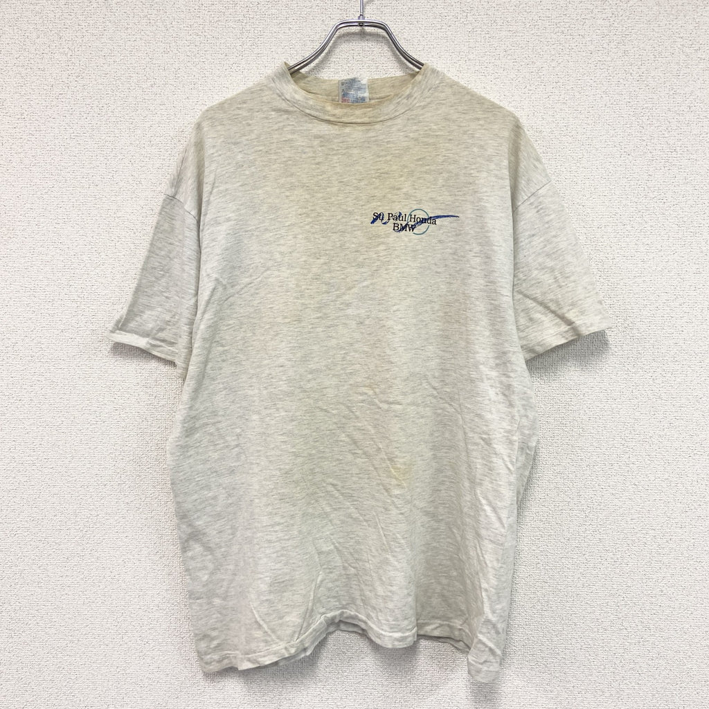 Hanes　ヘインズ　半袖プリントTシャツ　シングルステッチ　グレー　XLサイズ カットソー メンズ コットン 古着
