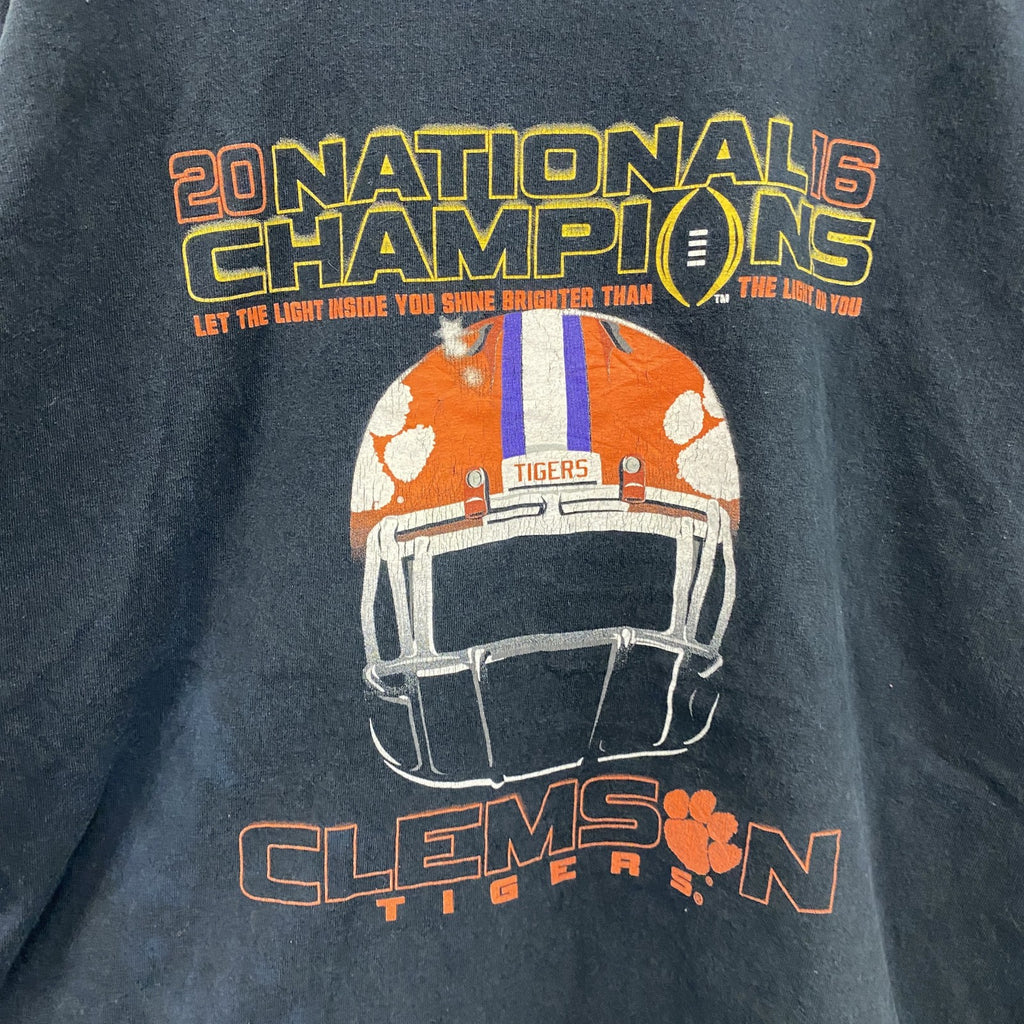 BLUE84　半袖プリントTシャツ　TIGERS　チームロゴ　ユーロ　黒　ブラック　XLサイズ　古着