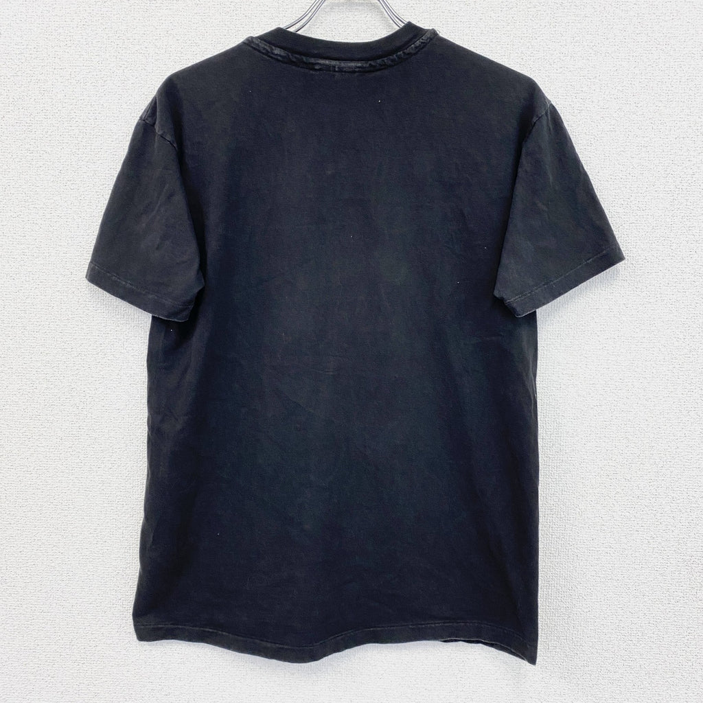 90s　Hanes　ヘインズ　半袖刺繍デザインTシャツ　ヴィンテージ　シングルステッチ　黒　ブラック　Lサイズ　古着