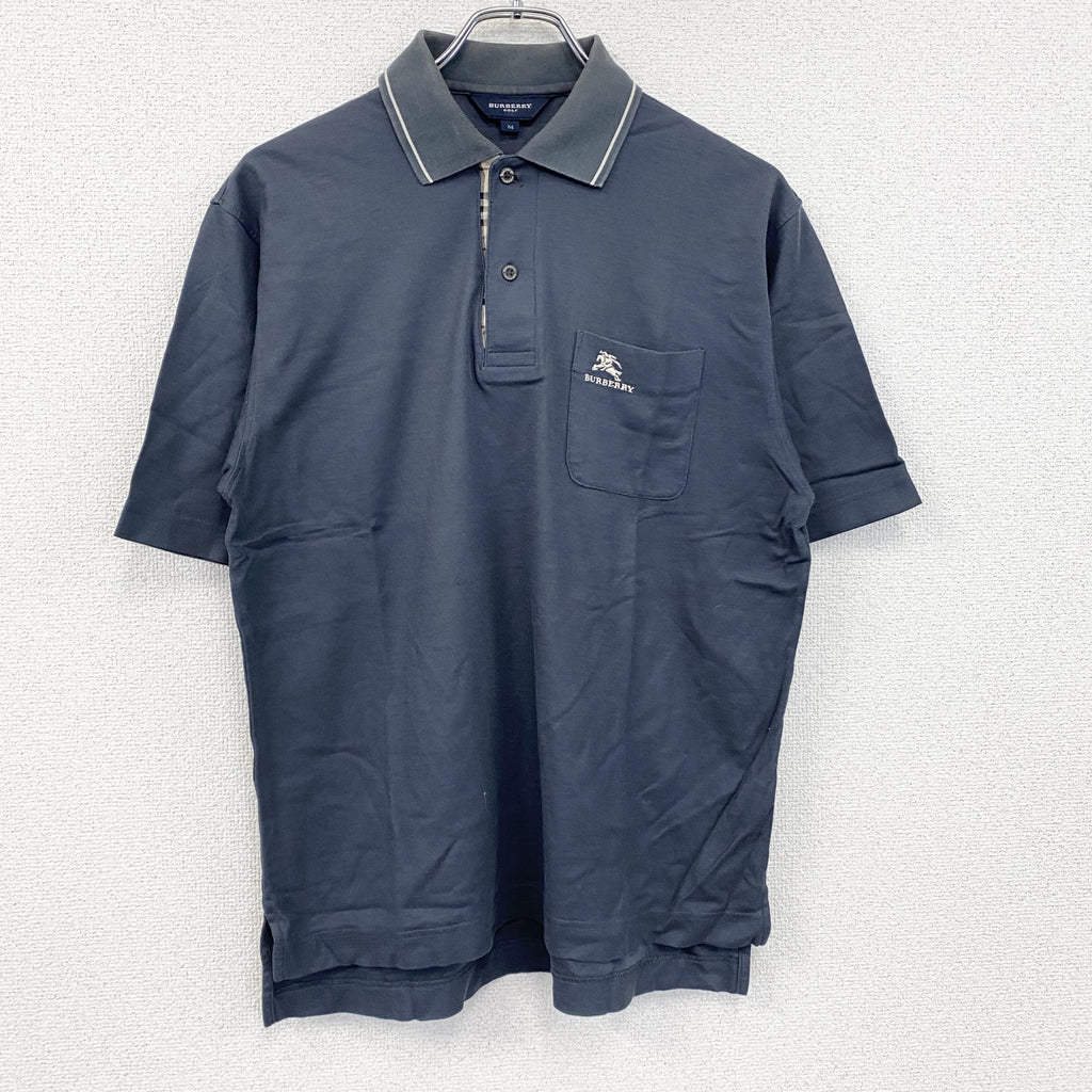 BURBERRY GOLF　バーバリーゴルフ　半袖ポロシャツ　ノバチェック　紺　ネイビー　Mサイズ　古着