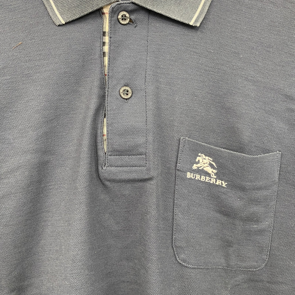 BURBERRY GOLF　バーバリーゴルフ　半袖ポロシャツ　ノバチェック　紺　ネイビー　Mサイズ　古着