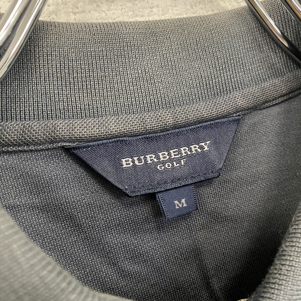 BURBERRY GOLF　バーバリーゴルフ　半袖ポロシャツ　ノバチェック　紺　ネイビー　Mサイズ　古着