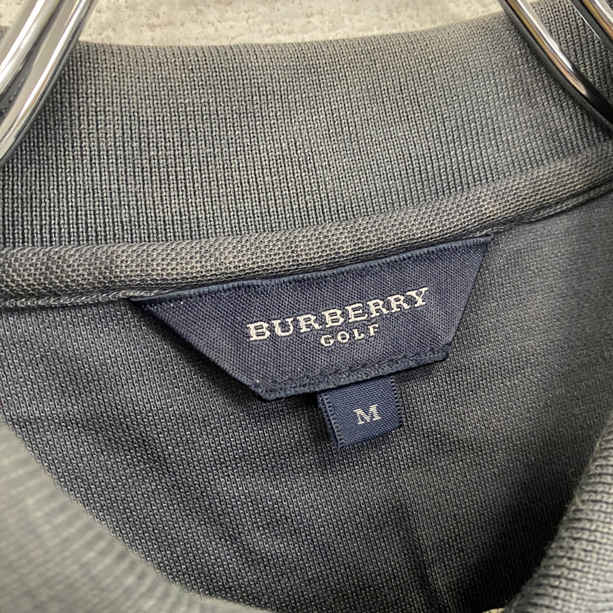 BURBERRY GOLF　バーバリーゴルフ　半袖ポロシャツ　ノバチェック　紺　ネイビー　Mサイズ　古着