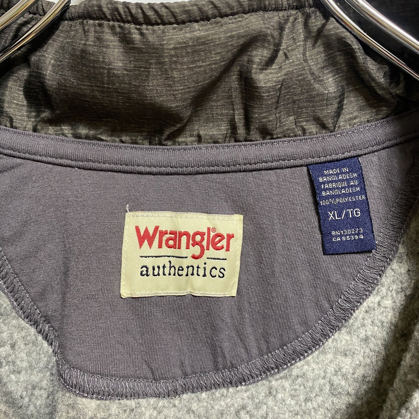 古着 used Wrangler ラングラー　長袖ハーフジップフリースジャケット　ノームコア　グレー　XLサイズ