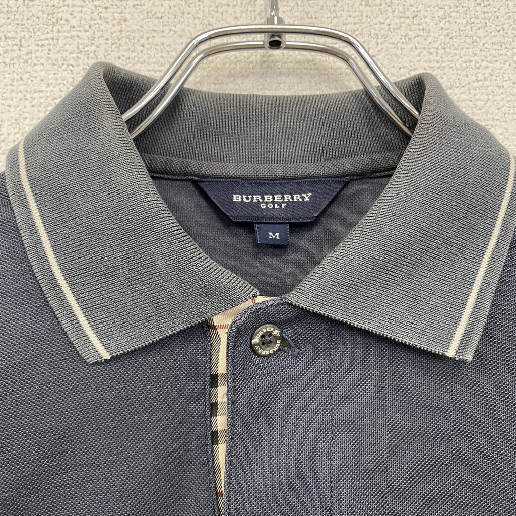 BURBERRY GOLF　バーバリーゴルフ　半袖ポロシャツ　ノバチェック　紺　ネイビー　Mサイズ　古着