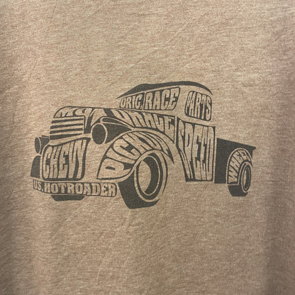 CHEVY AUTHENTIC　シボレー　半袖プリントTシャツ　リンガーT　企業T　茶色　ブラウン