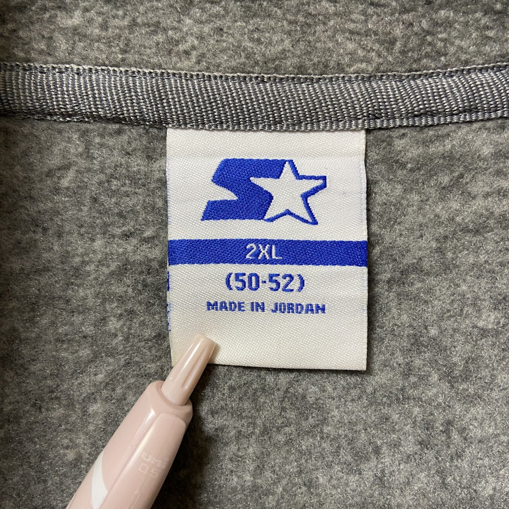 STARTER　スターター　長袖ハイネックフリースジャケット　フルジップアウター　ロゴ刺繍　グレー　灰色　XXLサイズ　古着