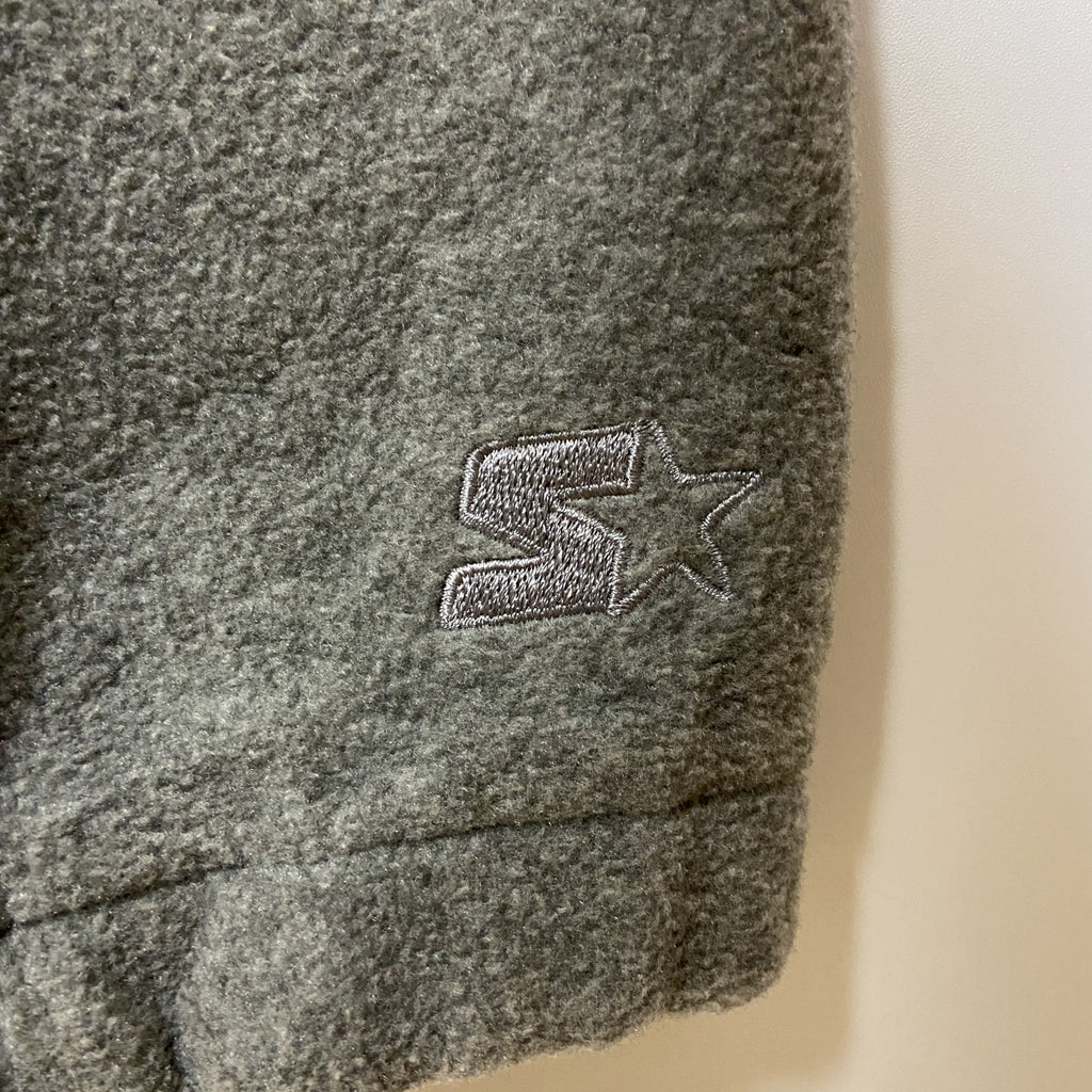 STARTER　スターター　長袖ハイネックフリースジャケット　フルジップアウター　ロゴ刺繍　グレー　灰色　XXLサイズ　古着