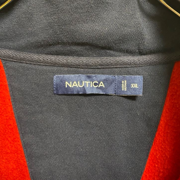 古着 used NAUTICA　ノーティカ　長袖ハーフジップワンポイントロゴ刺繍スウェット　トレーナー　赤　XXLサイズ