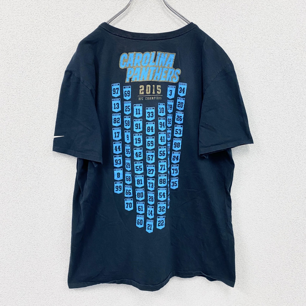 NIKE　ナイキ　PANTHERS　パンサーズ　半袖プリントTシャツ　スウッシュ　黒　ブラック　XLサイズ　古着