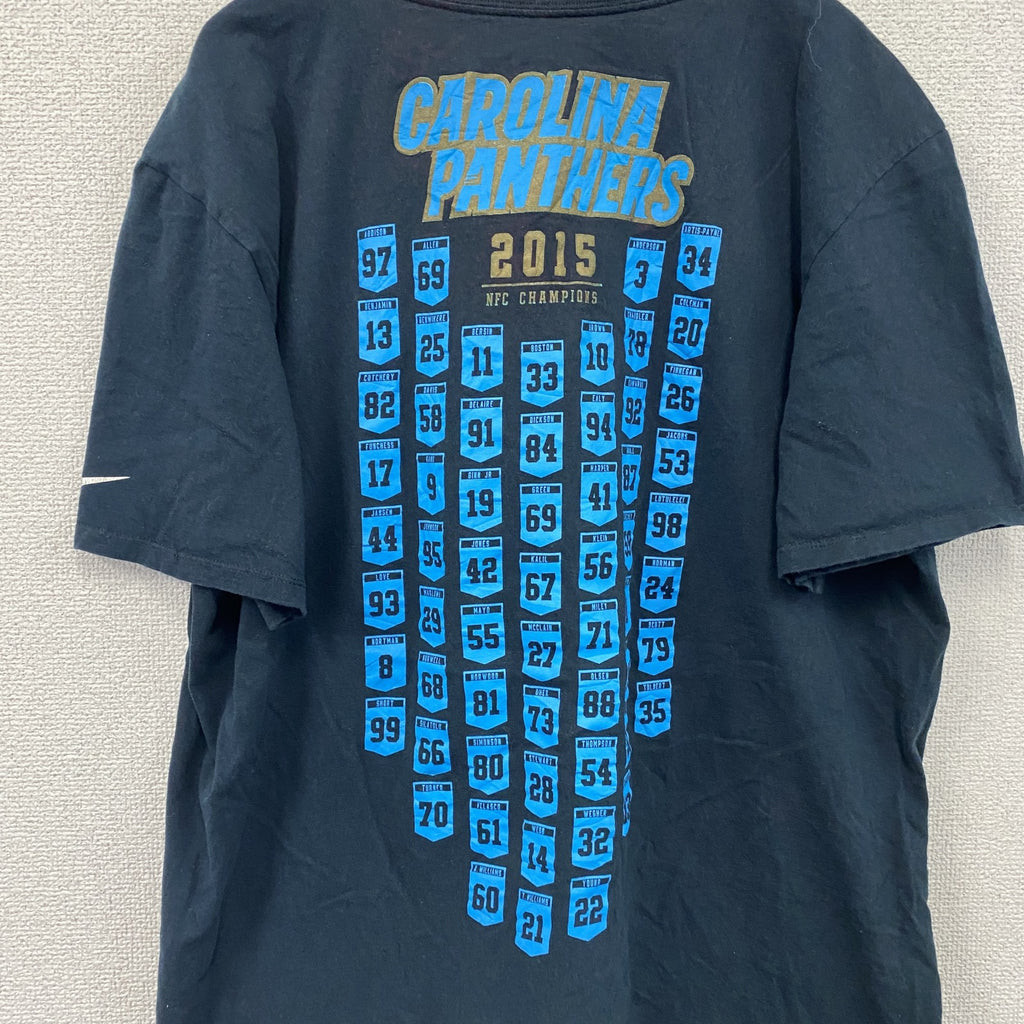 NIKE　ナイキ　PANTHERS　パンサーズ　半袖プリントTシャツ　スウッシュ　黒　ブラック　XLサイズ　古着