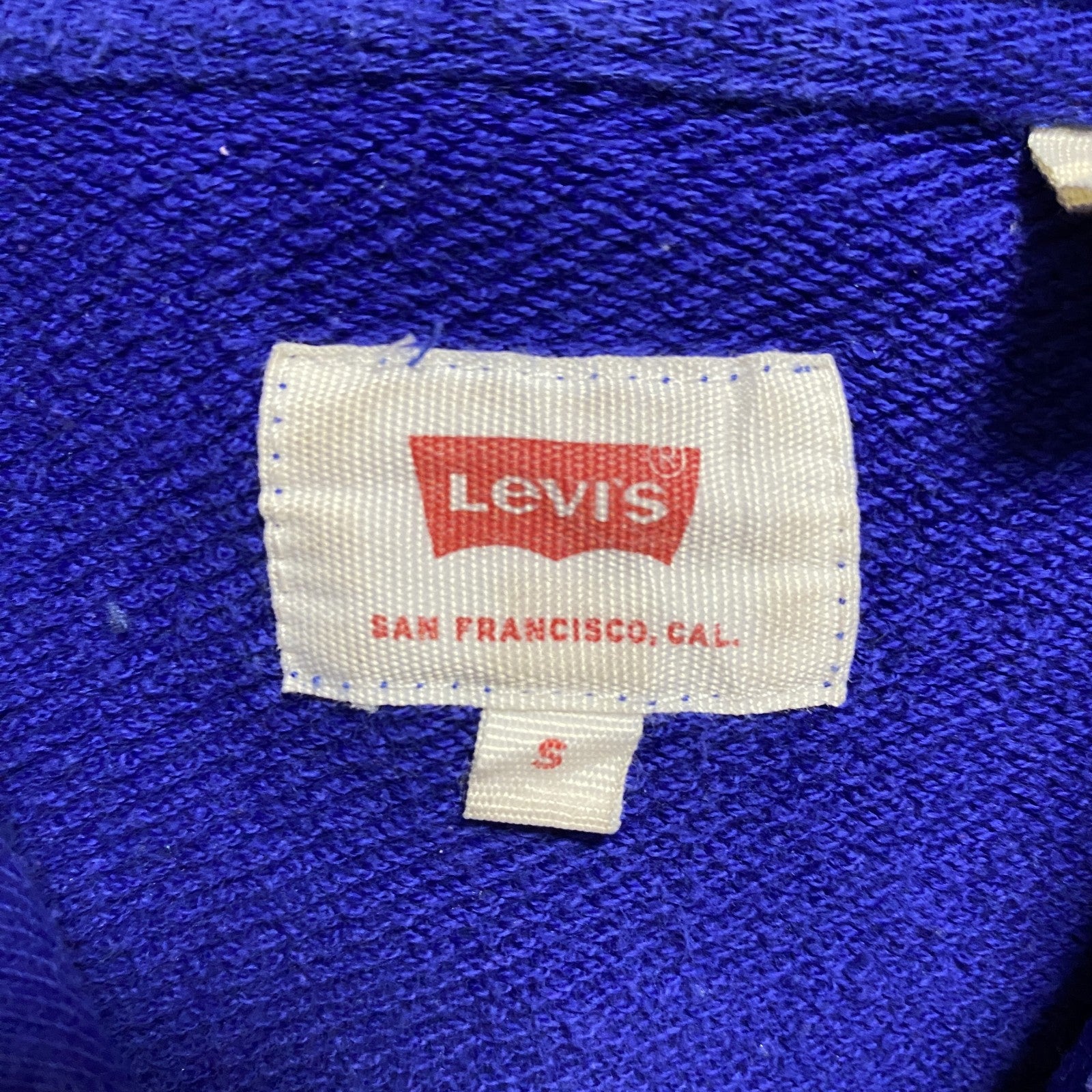 LEVIS　リーバイス　長袖フロントプリントパーカー　スウェットプルオーバー　青　ブルー　秋冬服　Sサイズ　古着