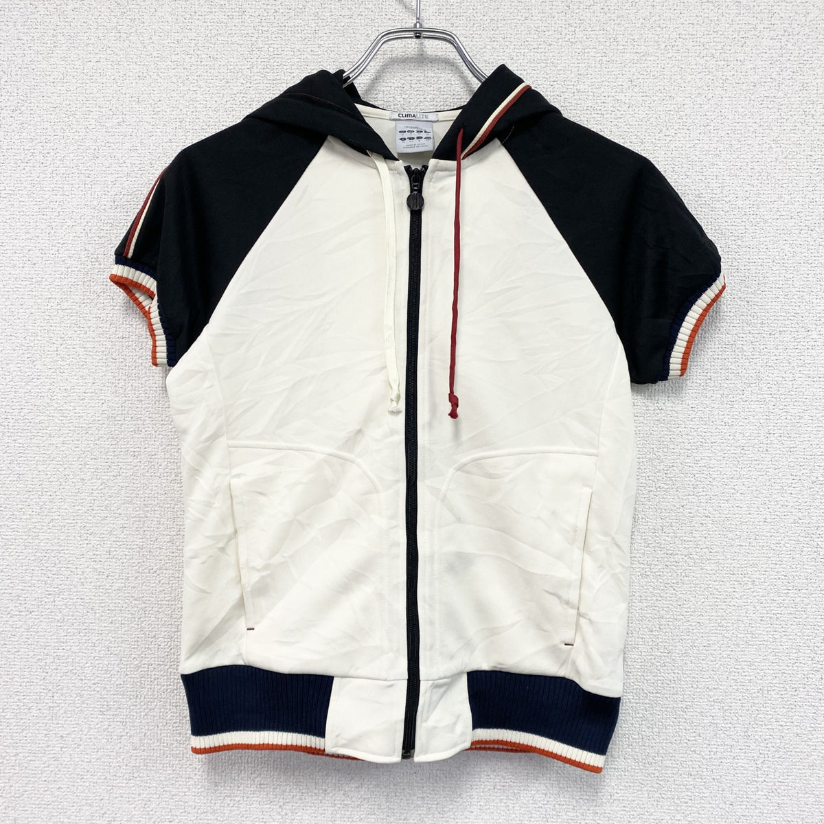 00s　adidas　アディダス　半袖フルジップパーカー/ジャージ　y2k　平成　アイボリー　Mサイズ　