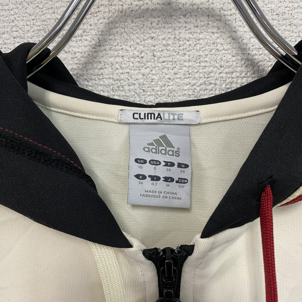 00s　adidas　アディダス　半袖フルジップパーカー/ジャージ　y2k　平成　アイボリー　Mサイズ　