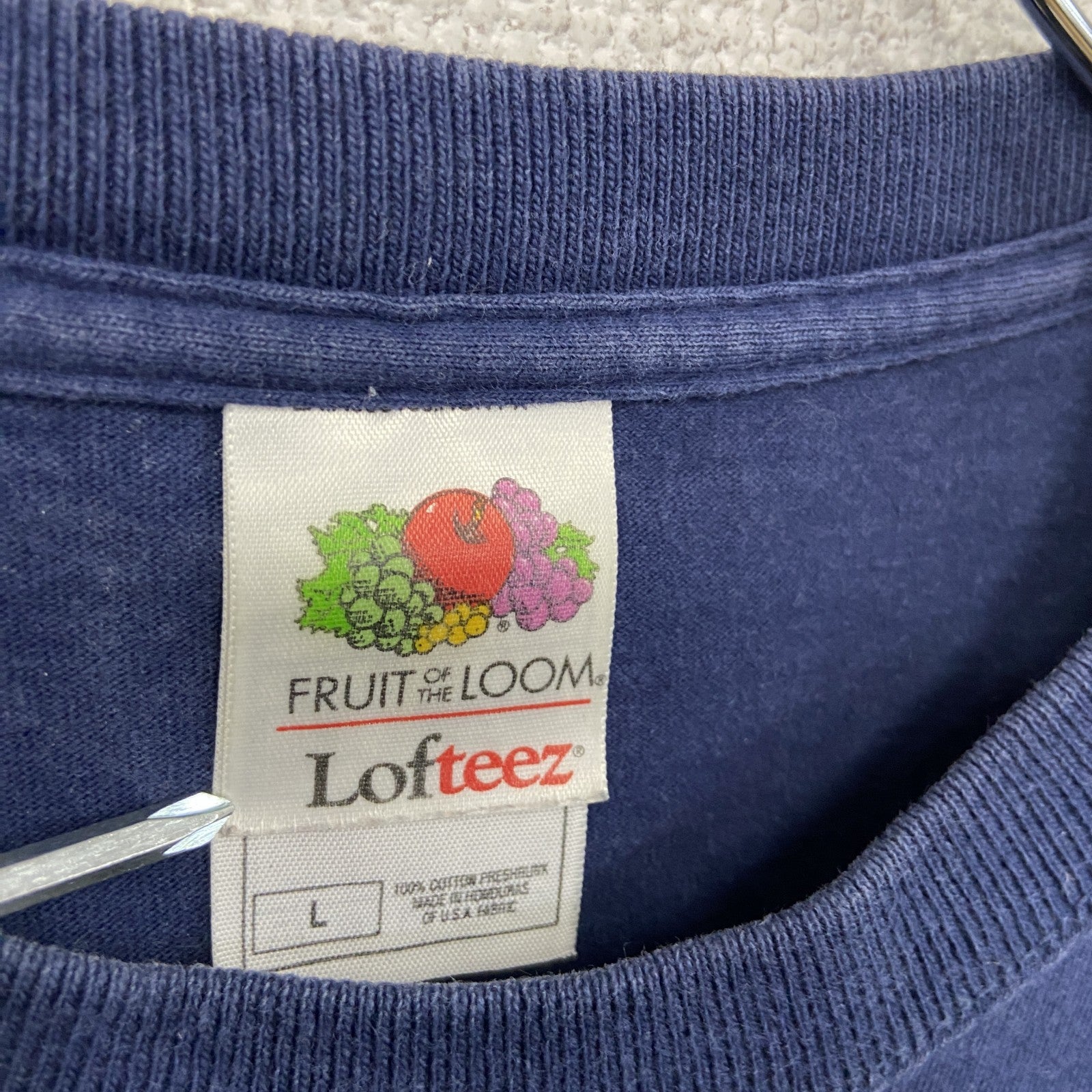 FRUIT OF THE LOOM　フルーツオブザルーム　半袖プリントTシャツ　BCFD　両面プリント　紺　ネイビー　Lサイズ　古着