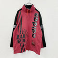 ～90s　adidas　アディダス　デサント期　ハイネックスウェット/トレーナー　デカロゴ　赤　レッド　S-Mサイズ　　ヴィンテージ　古着