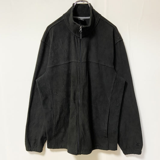 古着 used　STARTER　スターター　長袖フリースジャケット　フルジップアウター　ワンポイントロゴ刺繍　黒　Lサイズ