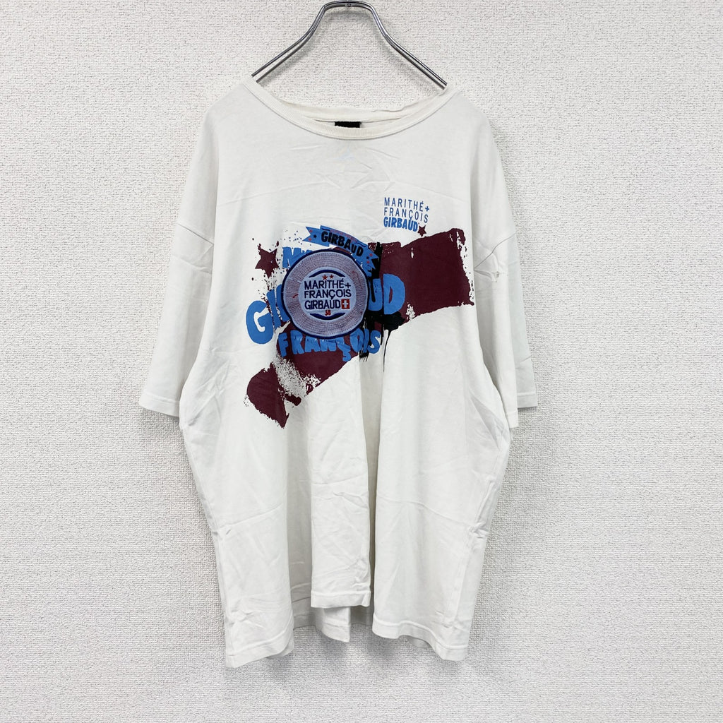 MARITHE FRANCOIS GIBBAUD　マリテフランソワジルボー　半袖プリントTシャツ　白　ホワイト　XLサイズ　古着