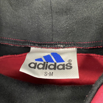 ～90s　adidas　アディダス　デサント期　ハイネックスウェット/トレーナー　デカロゴ　赤　レッド　S-Mサイズ