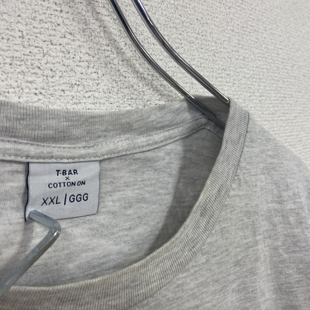 T-BAR×COTTON ON　半袖プリントTシャツ　魚　灰色　霜降りグレー　XXLサイズ　古着
