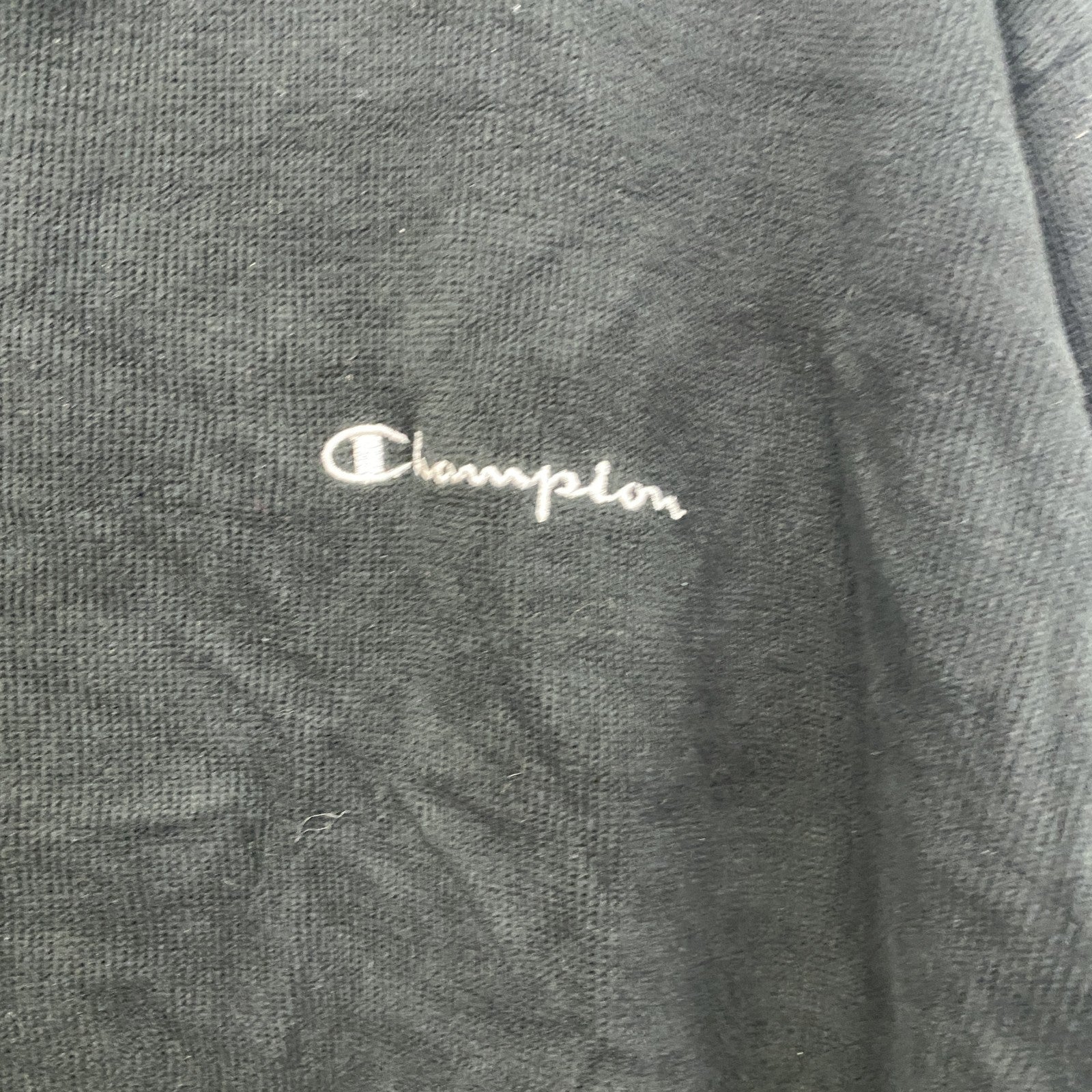 90s　Champion　チャンピオン　コットンニットセーター　ヴィンテージ　ロゴ刺繍　黒　ブラック　XLサイズ　古着