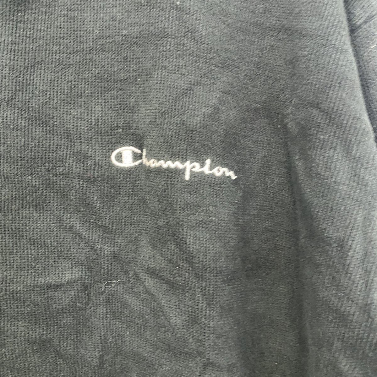 90s　Champion　チャンピオン　コットンニットセーター　ヴィンテージ　ロゴ刺繍　黒　ブラック　XLサイズ　古着