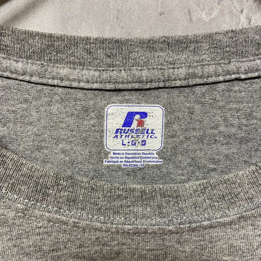 RUSSELL　ラッセル　BIG LEAGUE BASEBALL 2011　半袖プリントTシャツ　グレー　灰色　野球　古着
