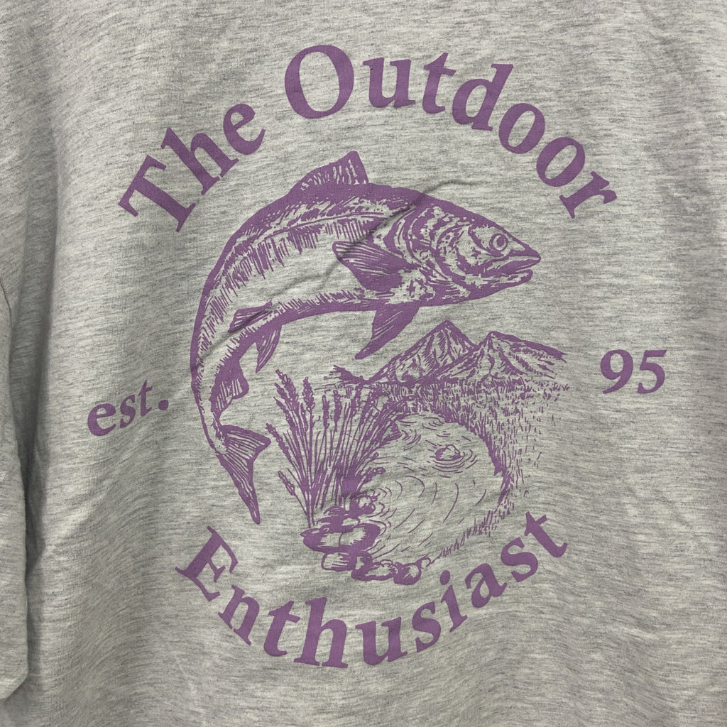 T-BAR×COTTON ON　半袖プリントTシャツ　魚　灰色　霜降りグレー　XXLサイズ　古着