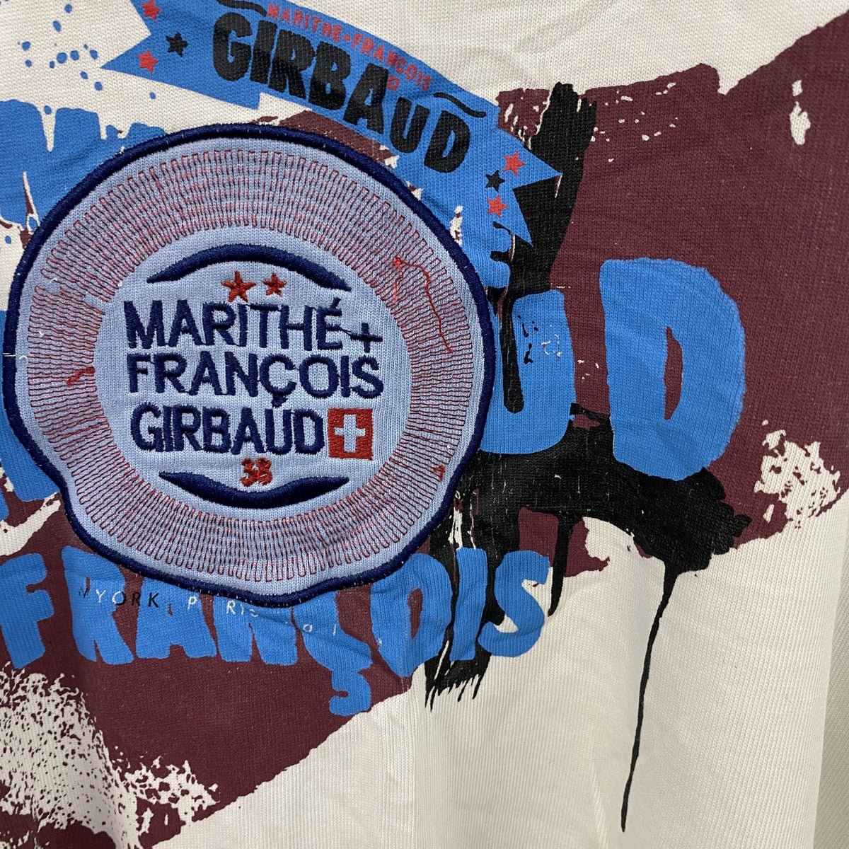 MARITHE FRANCOIS GIBBAUD　マリテフランソワジルボー　半袖プリントTシャツ　白　ホワイト　XLサイズ　古着
