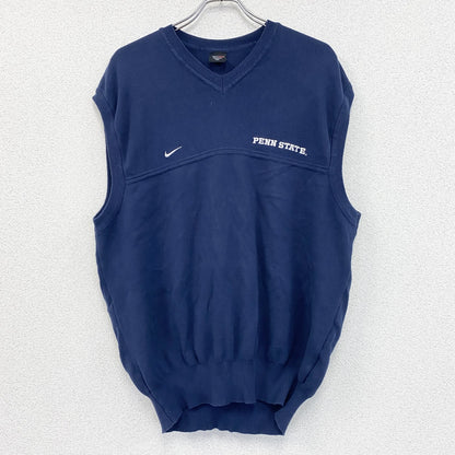 90s　NIKE　ナイキ　コットンニットベスト　ヴィンテージ　スウッシュロゴ　紺　ネイビー　Lサイズ