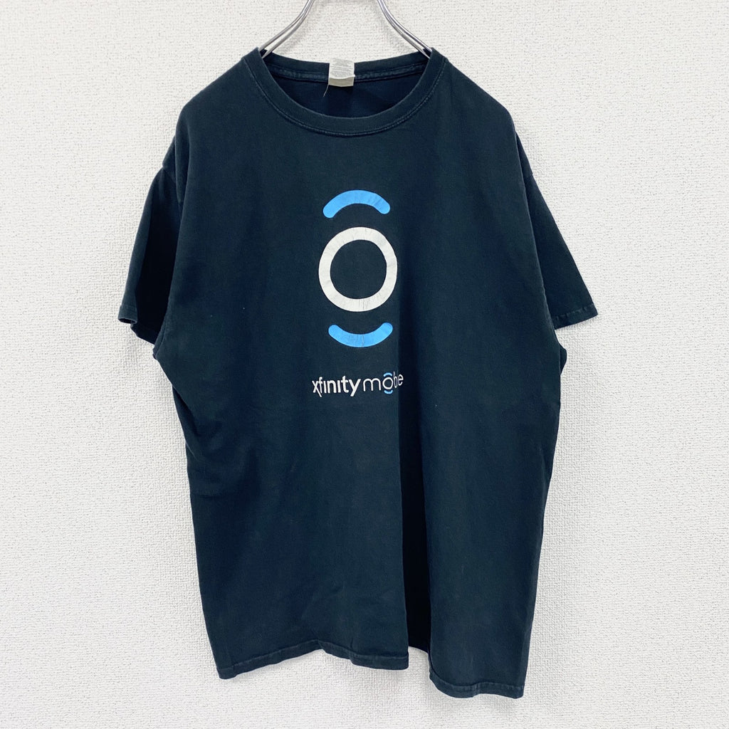 GILDAN　ギルダン　半袖プリントTシャツ　Comcast　Xfinity Mobile　黒　ブラック　Lサイズ　古着