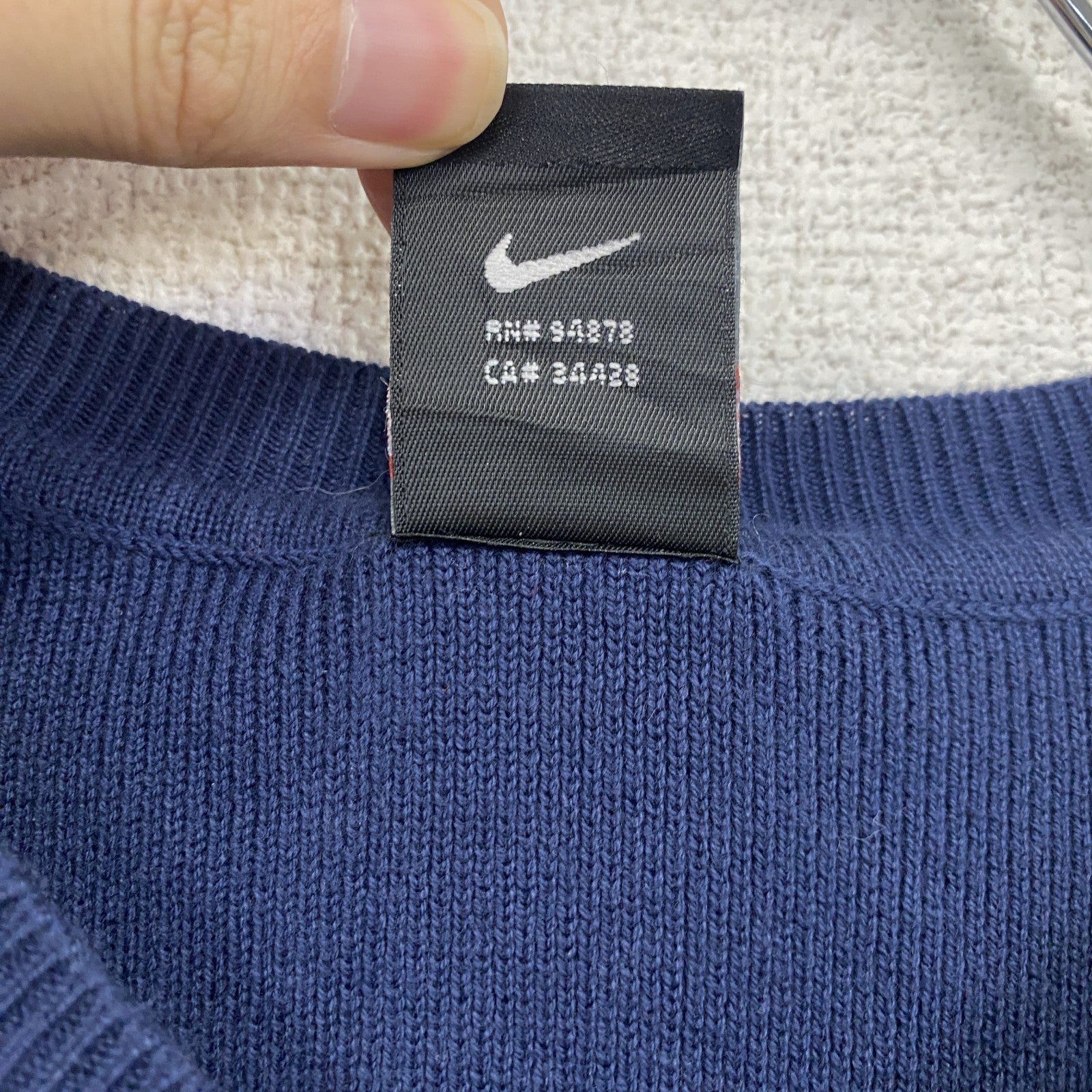 90s　NIKE　ナイキ　コットンニットベスト　ヴィンテージ　スウッシュロゴ　紺　ネイビー　Lサイズ　古着