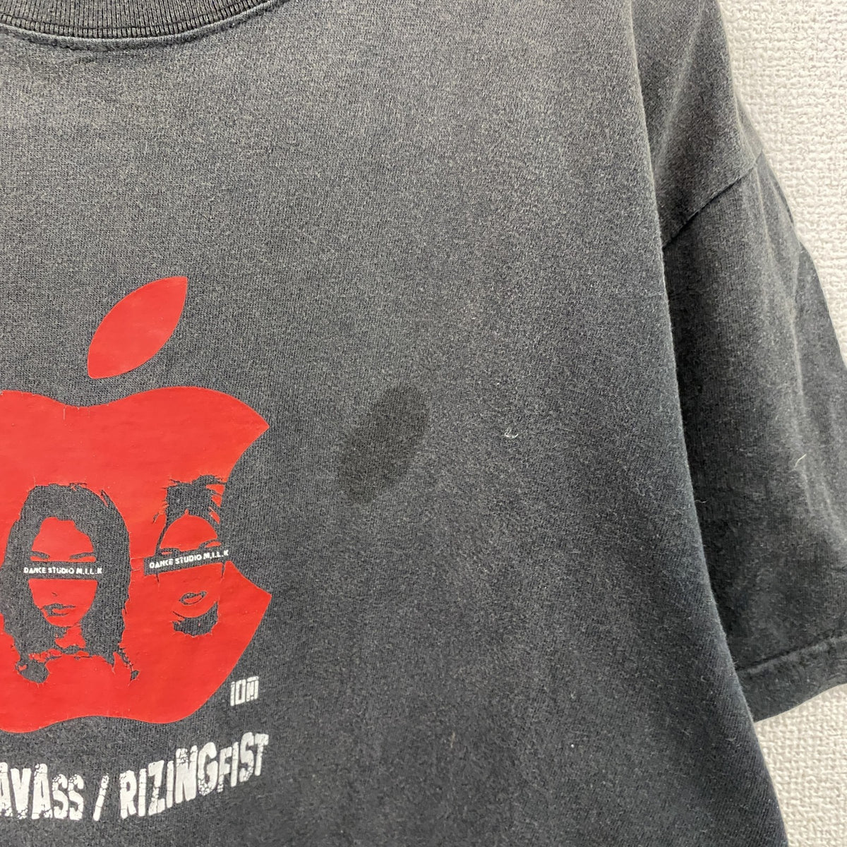 United Athle　MILKFLAVA　ミルクフレーバー　RIZINGFIST　ライジングフィスト　半袖プリントTシャツ　企業ロゴ　黒　ブラック　Lサイズ　古着