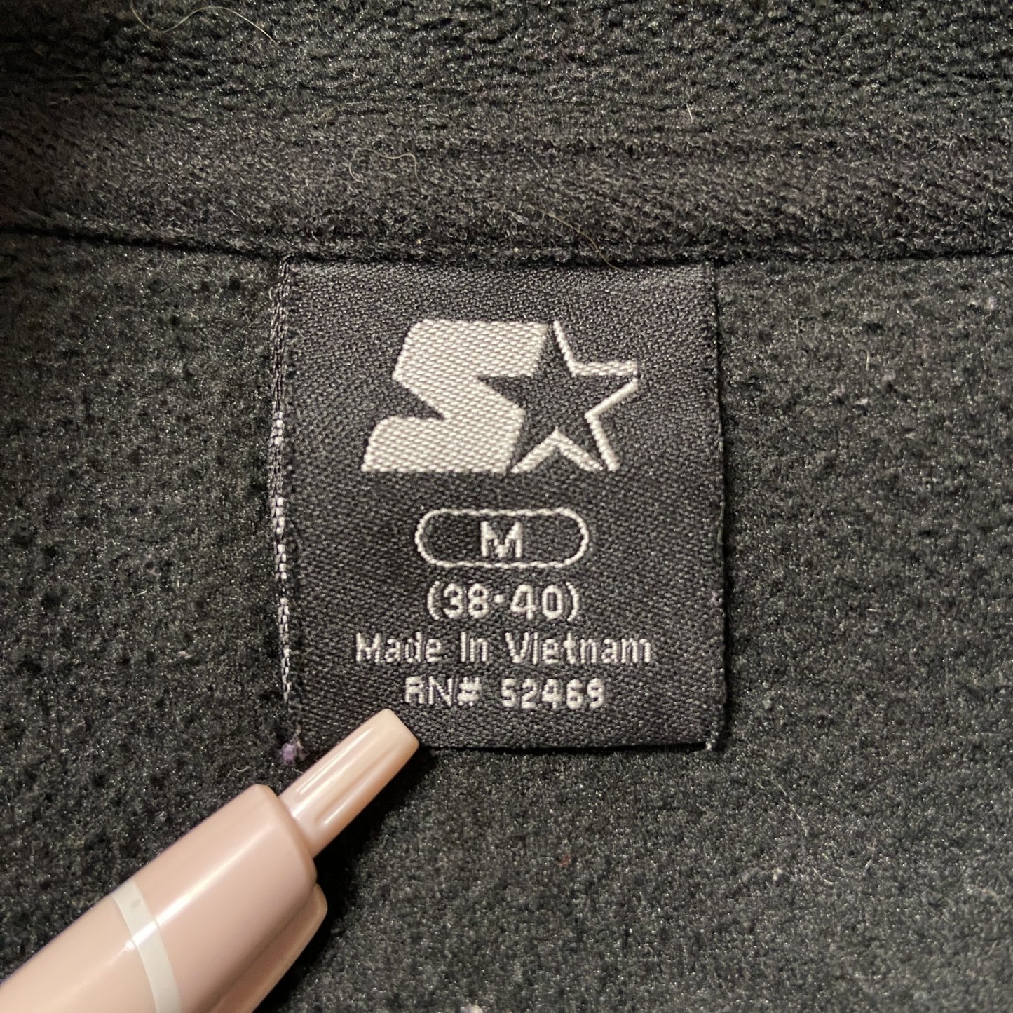 古着 used　STARTER スターター　長袖ハイネックフリースジャケット　フルジップアウター　ロゴプリント　黒　Mサイズ