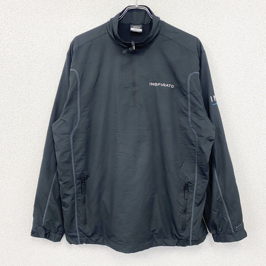 古着 used　NIKE GOLF　ナイキゴルフ　ハーフジップナイロン刺繍ジャケット　黒　ブラック　Lサイズ