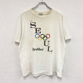 Hanes　ヘインズ　ソウルオリンピック　半袖プリントTシャツ　シングルステッチ　白　ホワイト　Lサイズ カットソー メンズ コットン 古着
