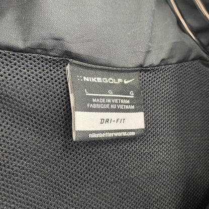 古着 used　NIKE GOLF　ナイキゴルフ　ハーフジップナイロン刺繍ジャケット　黒　ブラック　Lサイズ