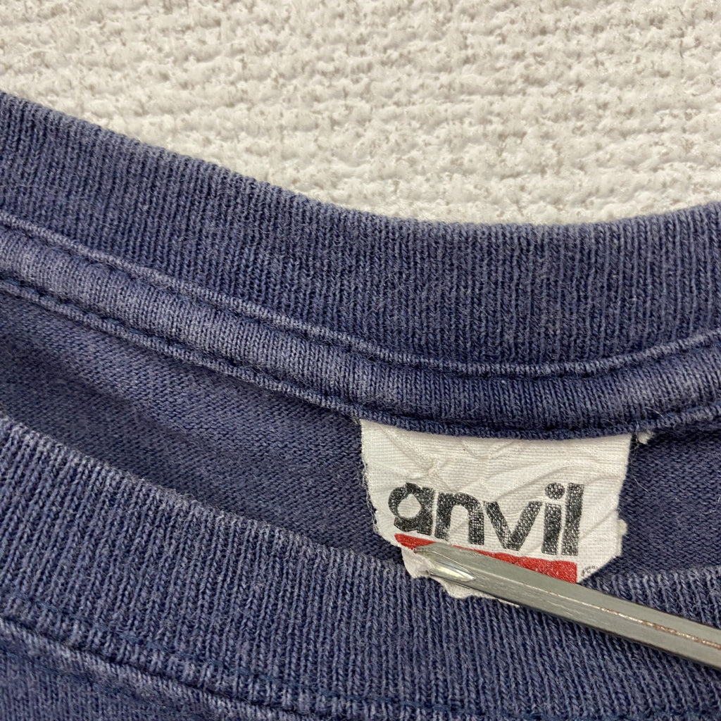 anvil　アンビル　半袖プリントイラストTシャツ　3連プリント　紺　ネイビー　Mサイズ　古着